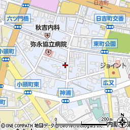 福岡県久留米市六ツ門町周辺の地図