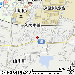 福岡県久留米市山川町1253周辺の地図