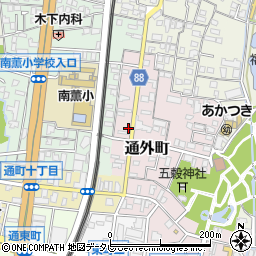 福岡県久留米市通外町周辺の地図