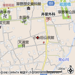 福岡県久留米市草野町草野周辺の地図