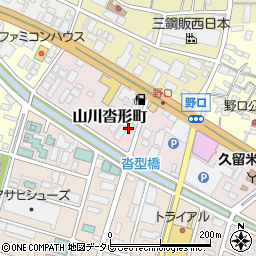 福岡県久留米市山川沓形町1-26周辺の地図