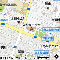 福岡銀行久留米市庁内出張所周辺の地図