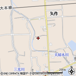 福岡県久留米市草野町矢作周辺の地図