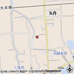 福岡県久留米市草野町（矢作）周辺の地図