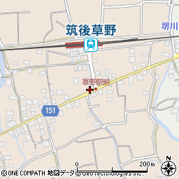 福岡県久留米市草野町紅桃林周辺の地図