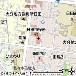 日田市役所　社会福祉課生活福祉係周辺の地図