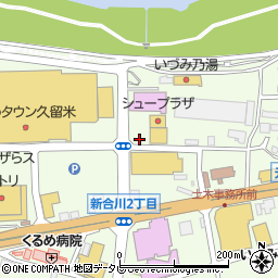 ジーユー久留米合川店駐車場周辺の地図