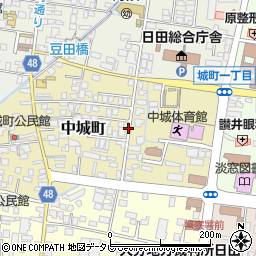 大分県日田市中城町周辺の地図