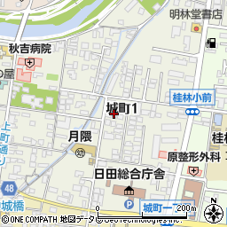 大分県日田市城町周辺の地図