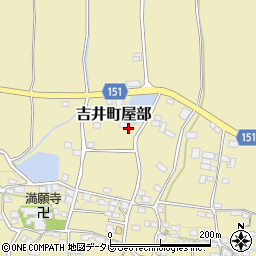 福岡県うきは市吉井町屋部周辺の地図
