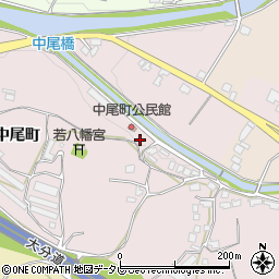 大分県日田市中尾町周辺の地図