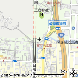 大分県別府市古市町周辺の地図