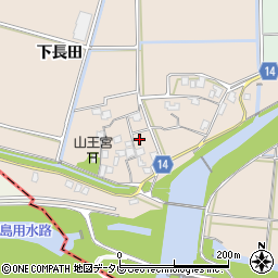 福岡県朝倉市下長田周辺の地図