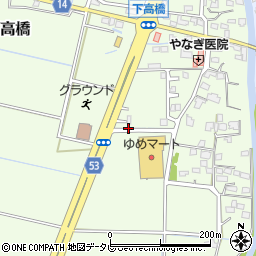 福岡県三井郡大刀洗町下高橋10-4周辺の地図
