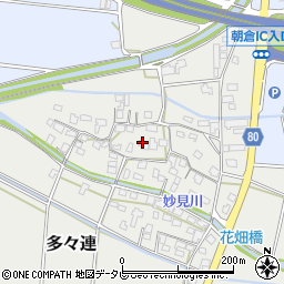 福岡県朝倉市多々連周辺の地図