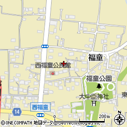 福岡県小郡市福童周辺の地図