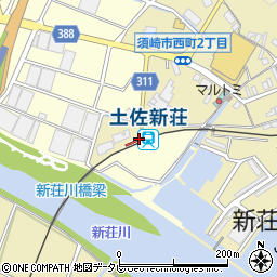 土佐新荘駅周辺の地図