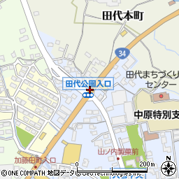 田代公園入口周辺の地図