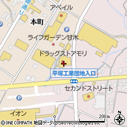 ドラッグストアモリ甘木インター店周辺の地図