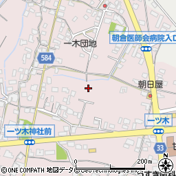 福岡県朝倉市一木周辺の地図