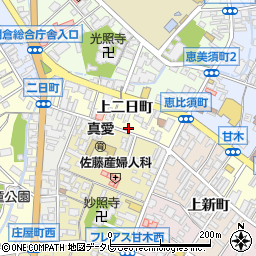 福岡県朝倉市上二日町周辺の地図