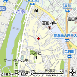 福岡県朝倉市天神町周辺の地図