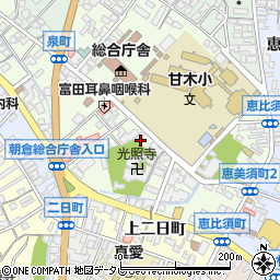 福岡県朝倉市下二日町周辺の地図