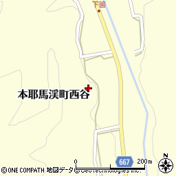 大分県中津市本耶馬渓町西谷周辺の地図