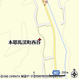 大分県中津市本耶馬渓町西谷周辺の地図