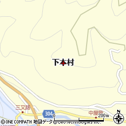 高知県高岡郡梼原町下本村周辺の地図