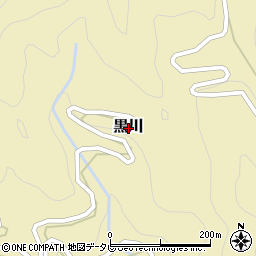 高知県高岡郡津野町黒川周辺の地図