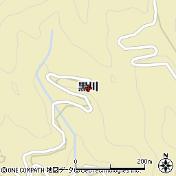 高知県津野町（高岡郡）黒川周辺の地図