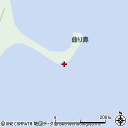 的山大島曲リ鼻灯台周辺の地図