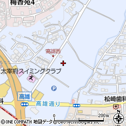 福岡県太宰府市高雄1丁目周辺の地図