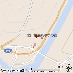 北川村温泉周辺の地図