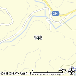 愛媛県大洲市平野町平地周辺の地図