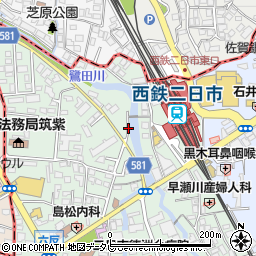 筑紫野市役所　西鉄二日市駅自転車駐車場周辺の地図