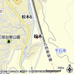 福岡県那珂川市松木周辺の地図