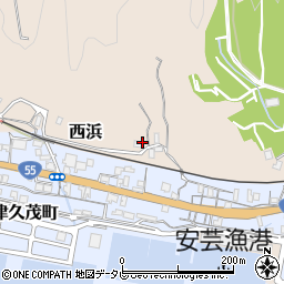 高知県安芸市西浜周辺の地図