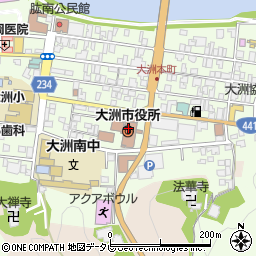 大洲市役所本庁舎　産業経済部・商工産業課周辺の地図