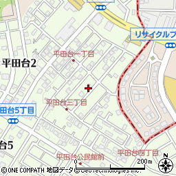 福岡県春日市平田台3丁目34周辺の地図