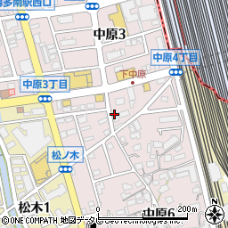 福岡県那珂川市中原周辺の地図