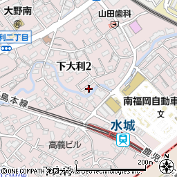 福岡県大野城市下大利周辺の地図