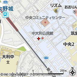 福岡県大野城市中央1丁目2周辺の地図