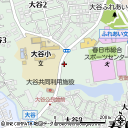 福岡県春日市大谷周辺の地図