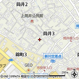 福岡県大野城市筒井3丁目2-34周辺の地図