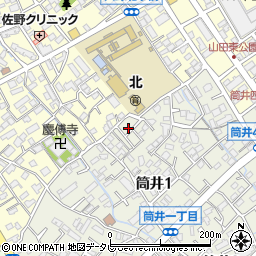 福岡県大野城市筒井1丁目14周辺の地図