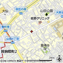 大野山田郵便局周辺の地図