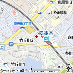 西日本鉄道　雑餉隈自動車営業所周辺の地図