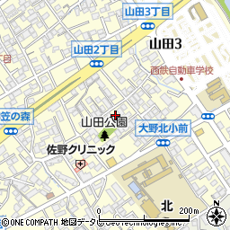 福岡県大野城市山田周辺の地図
